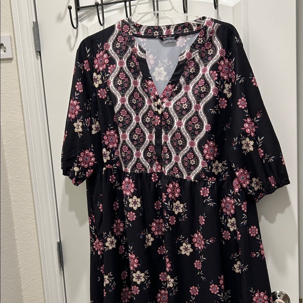 Floral Black and Pink Dress